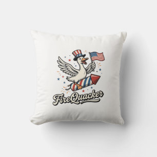 FireQuacker Patriotic Goose Vintage 4th of July De Cushion