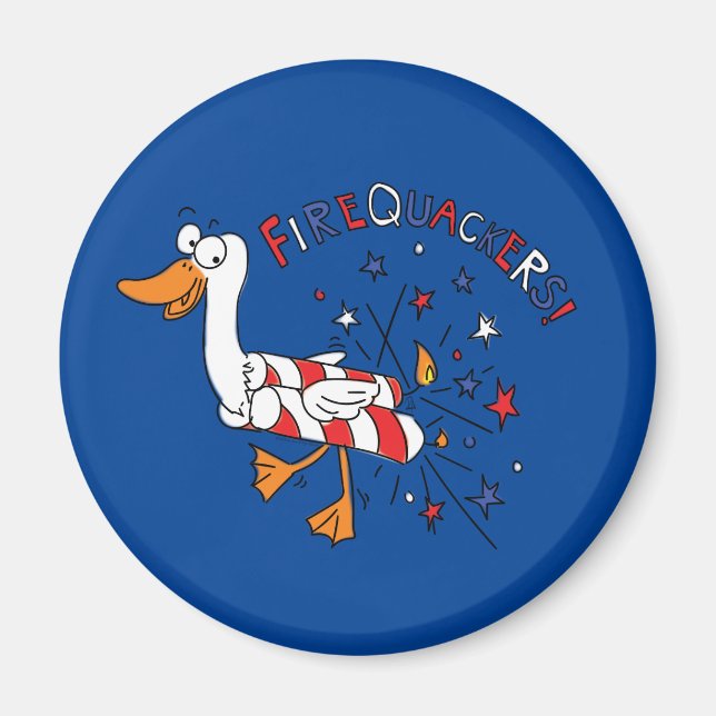 Firequackers 4th of July Duck Magnet (Front)