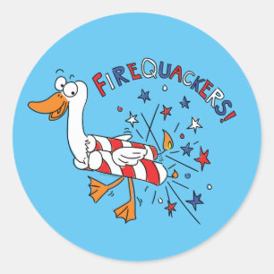 Firequackers 4th of July Duck Stickers