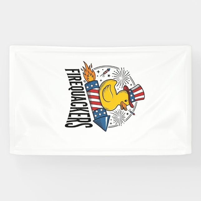 Firequackers Patriotic Duck Firework Shirt Design_ Banner (Horizontal)