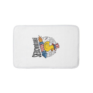 Firequackers Patriotic Duck Firework Shirt Design_ Bath Mat
