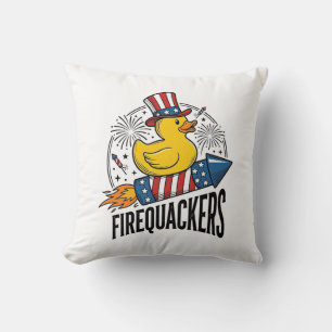 Firequackers Patriotic Duck Firework Shirt Design_ Cushion