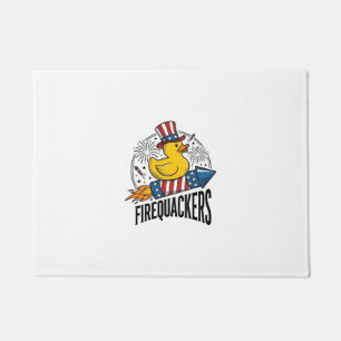 Firequackers Patriotic Duck Firework Shirt Design_ Doormat