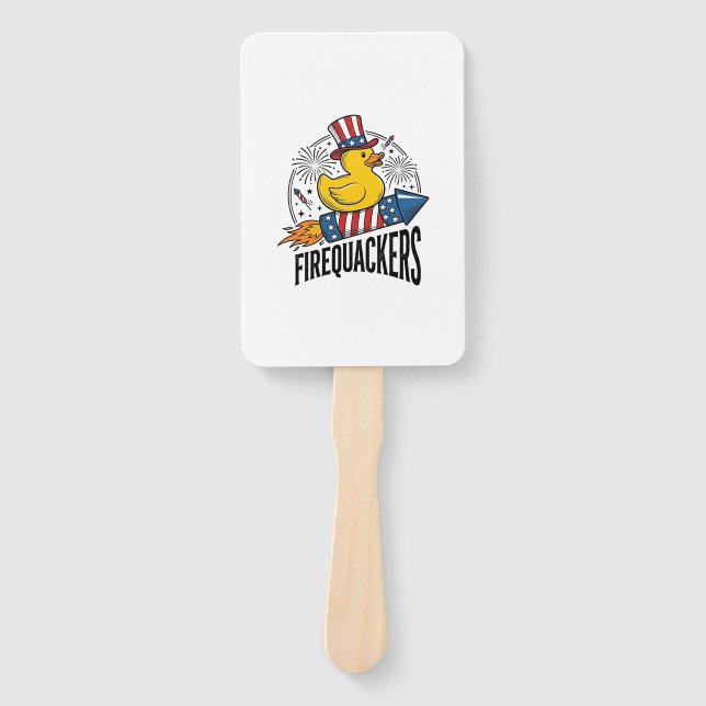 Firequackers Patriotic Duck Firework Shirt Design_ Hand Fan (Front)