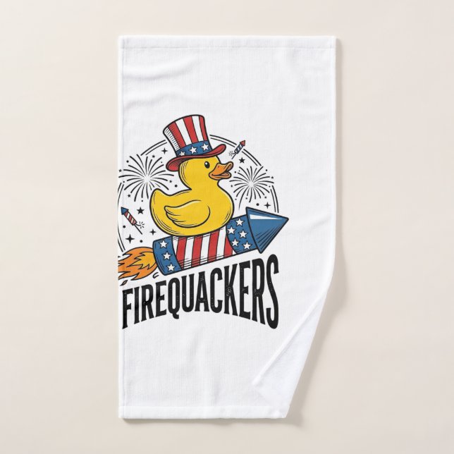 Firequackers Patriotic Duck Firework Shirt Design_ Hand Towel (Hand Towel)