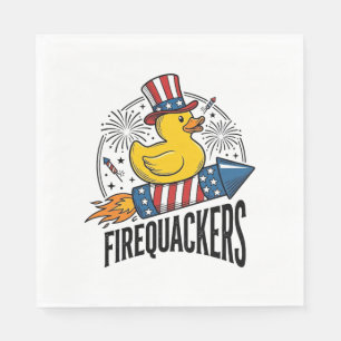 Firequackers Patriotic Duck Firework Shirt Design_ Napkin