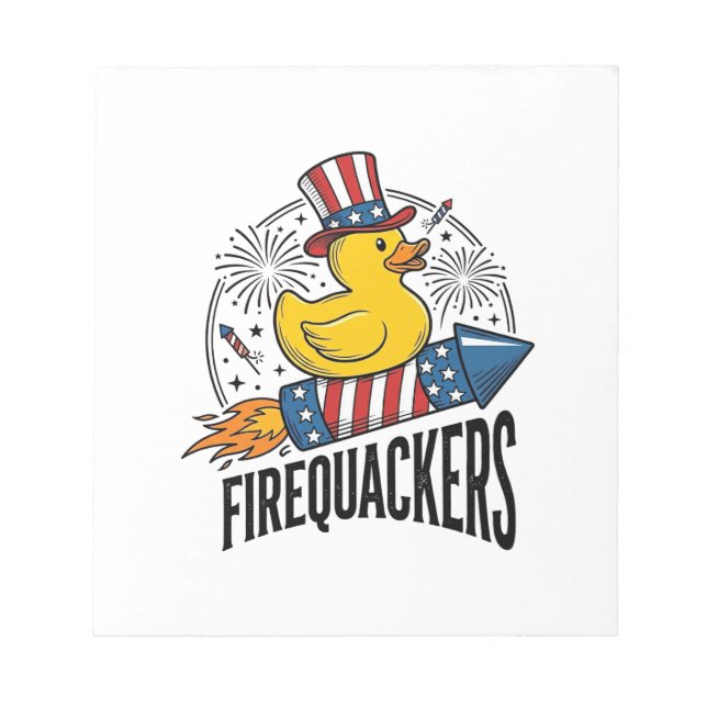Firequackers Patriotic Duck Firework Shirt Design_ Notepad (Front)