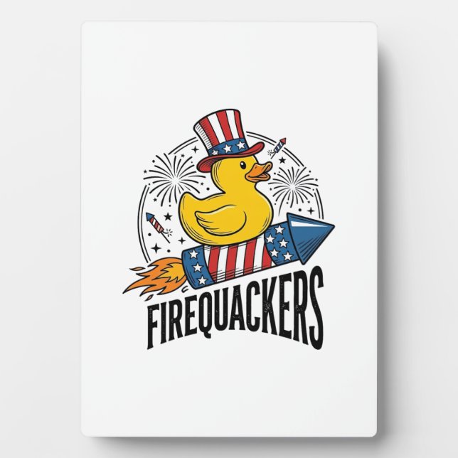 Firequackers Patriotic Duck Firework Shirt Design_ Plaque (Front)