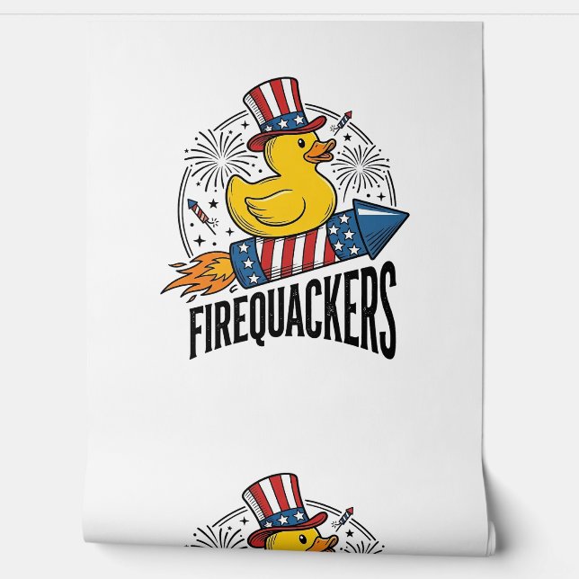 Firequackers Patriotic Duck Firework Shirt Design_ Wallpaper (Unrolling)
