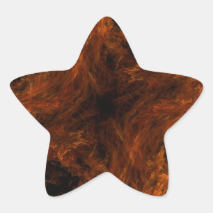 Firery Orange Abstract Fractal Star Sticker