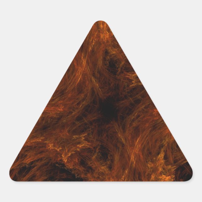 Firery Orange Abstract Fractal Triangle Sticker (Front)