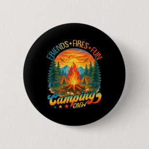 Fires Friends Fun Camping Crew Summer Camp Campfir 6 Cm Round Badge