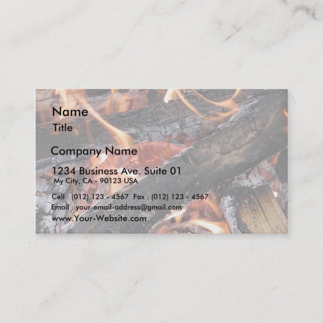 Fires Wood Flames Burning Business Card (Front)