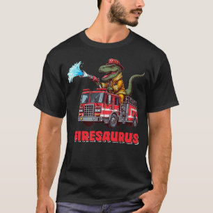 Firesaurus Firefighter Fire Truck T-Rex Dinosaur L T-Shirt
