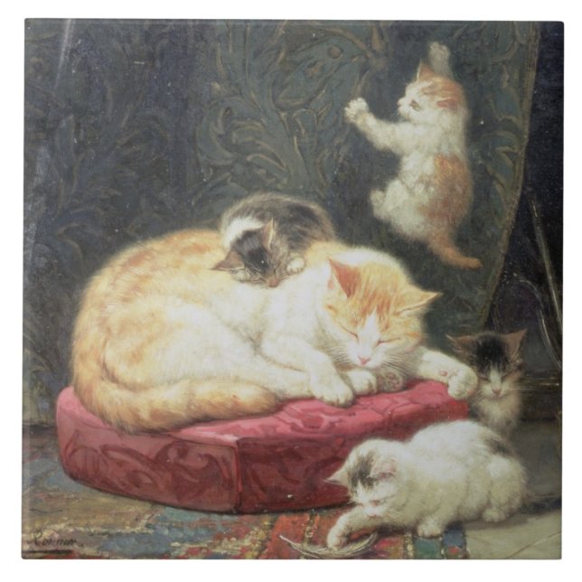 Fireside Bliss (oil on panel) Tile (Front)