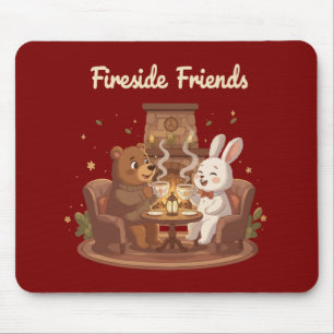 Fireside Friends Cute Bear and Rabbit Cosy Mouse Mat