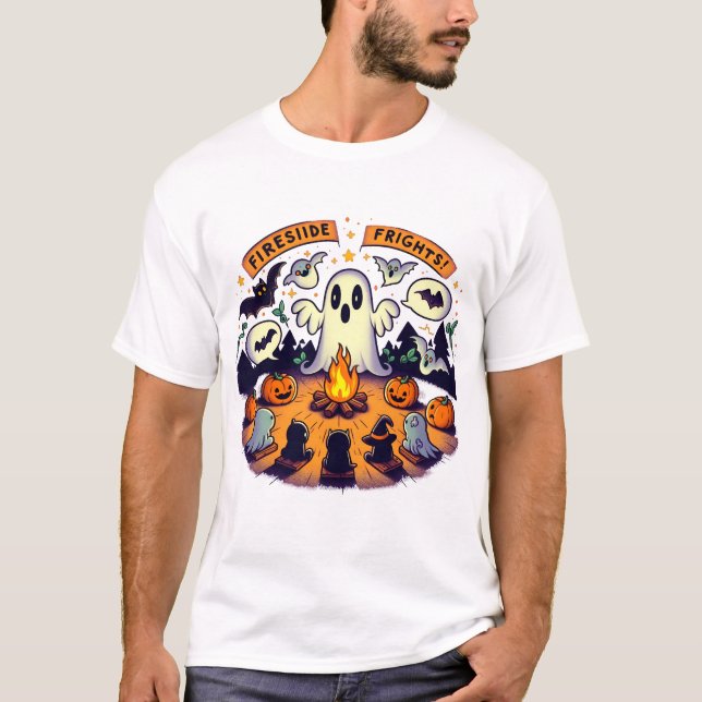 Fireside Frights | Halloween Tales Spooky Vibes T-Shirt (Front)