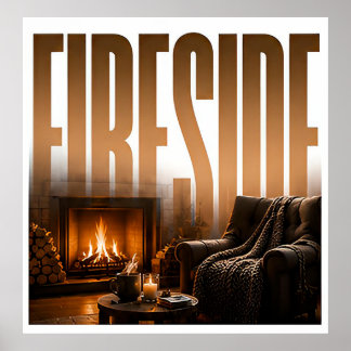 Fireside Luxury Winter Mountain Poster