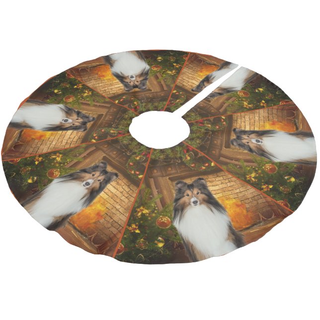 Fireside Sheltie Tree Skirt (Angled)