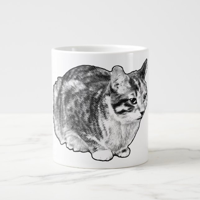 Fireside Tabby with Snow-Kissed Dots Large Coffee Mug (Front)