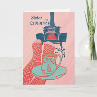 Fireside Tea Lover Cozy Christmas Holiday Card