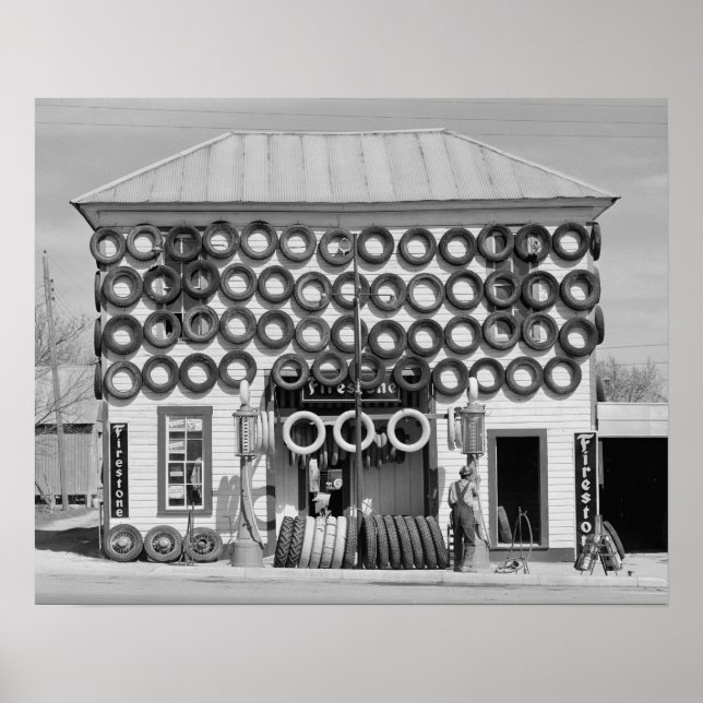 Firestone Tire Shop, 1940. Vintage Photo Poster (Front)