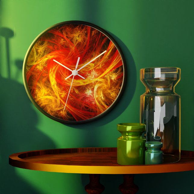 Firestorm Abstract Art Round Large Clock (Firestorm Abstract Art Round Clock)