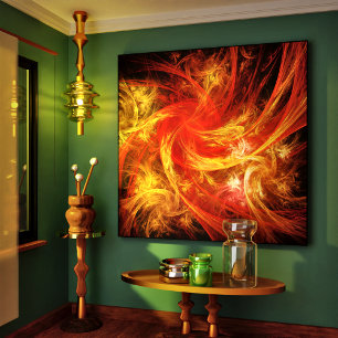 Firestorm Modern Abstract Art Red Gold Energy Canvas Print