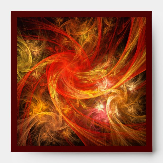 Firestorm Modern Abstract Art Red Gold Energy Envelope (Front)