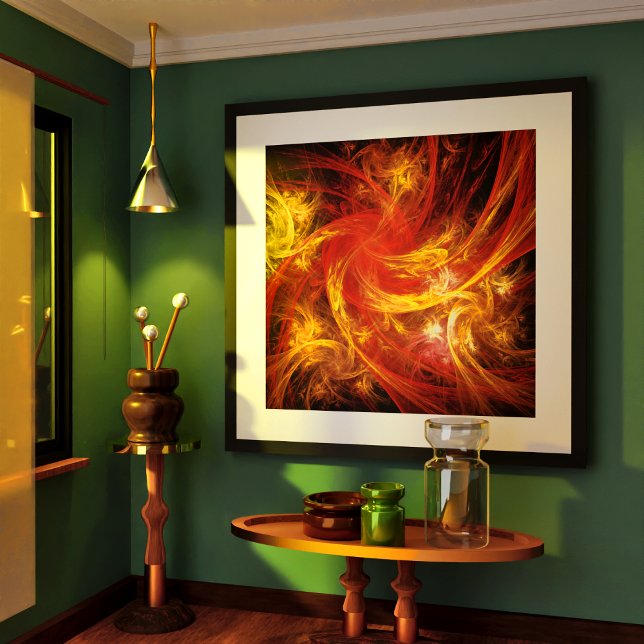 Firestorm Modern Abstract Art Red Gold Energy Poster (Firestorm Abstract Art Poster)