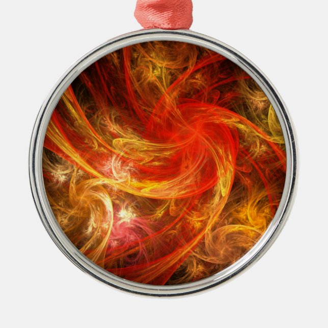 Firestorm Nova Abstract Art Round Metal Tree Decoration (Front)