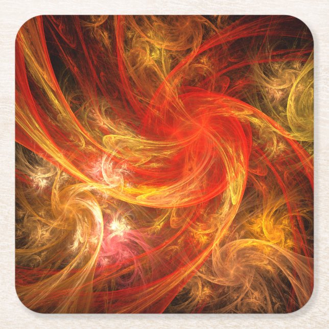 Firestorm Nova Abstract Art Square Paper Coaster (Front)