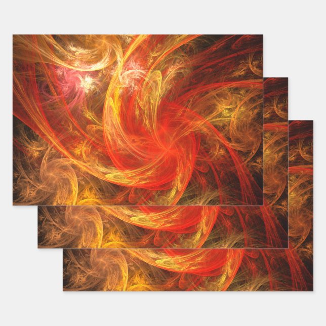 Firestorm Nova Abstract Art Wrapping Paper Sheet (Set)