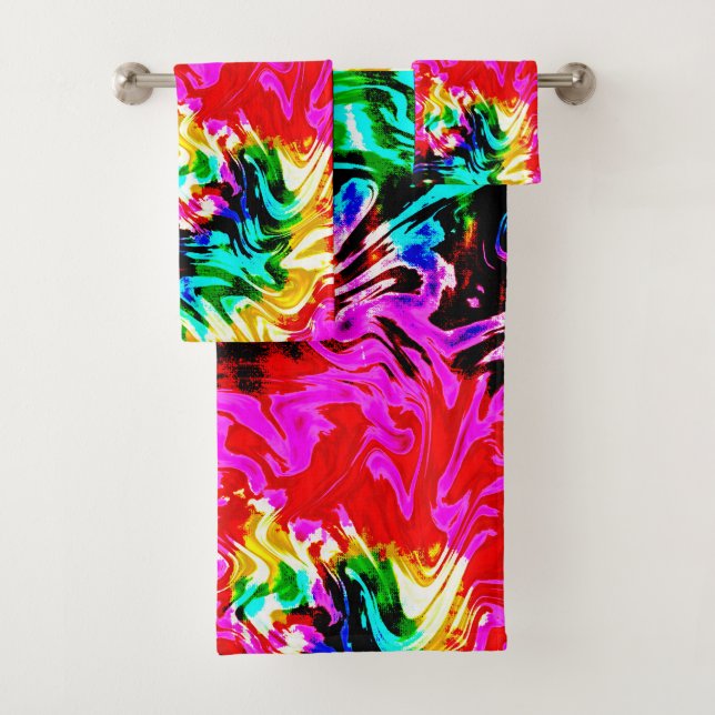 Firestorm Tie Dye, Bath Towel Set (Insitu)