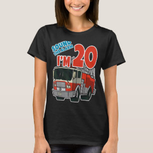 Firetruck 20th Birthday Fireman Fire Truck Boys Tw T-Shirt