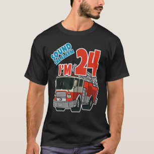 Firetruck 24th Birthday Fireman Fire Truck Boys Tw T-Shirt
