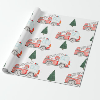 Firetruck and Christmas tree Wrapping Paper