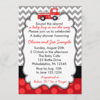 Firetruck Baby Shower Invitation
