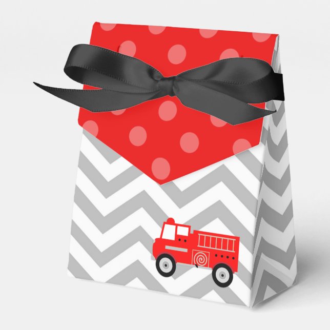 Firetruck Baby Shower Treat Favour Box (Front Side)