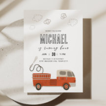 Firetruck Birthday Invitation