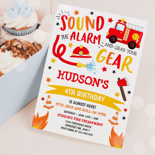 Firetruck Birthday Invitation Fireman Party (Creator Uploaded)
