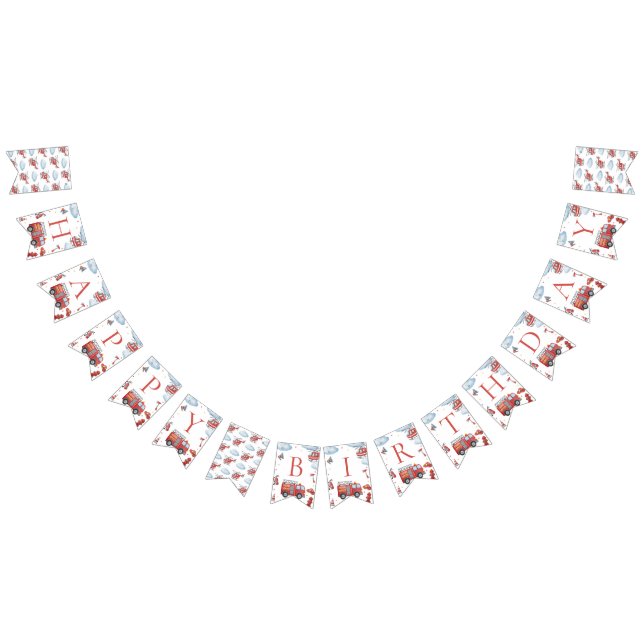 Firetruck Birthday Party Banner (All)