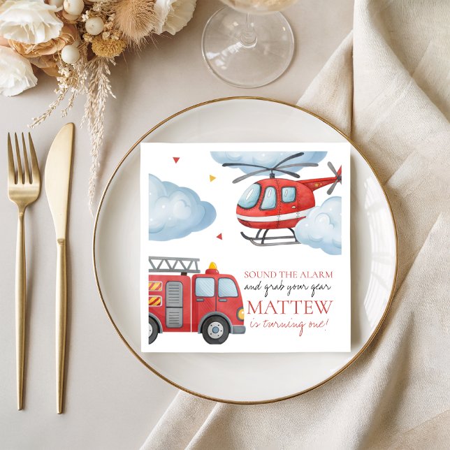 Firetruck Birthday Party Napkin (Creator Uploaded)