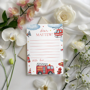 Firetruck Birthday Time Capsule Card
