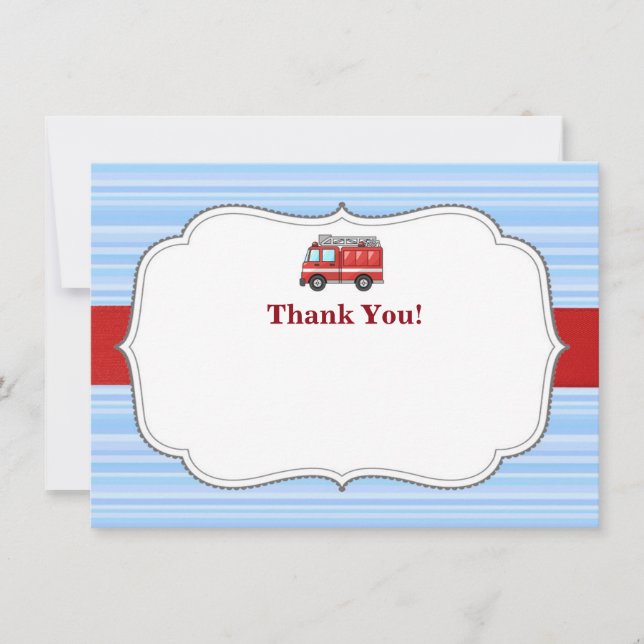 Firetruck BirthdayBlank Thank You Card (Front)