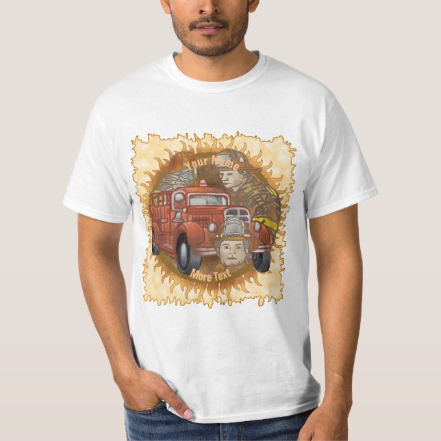 Firetruck Buddy Firefighter    T-shirt (Front)