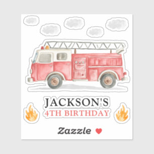 Firetruck Calling All Firefigthers Boy Birthday