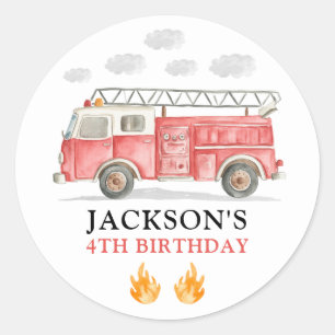 Firetruck Calling All Firefigthers Boy Birthday Classic Round Sticker