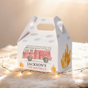 Firetruck Calling All Firefigthers Boy Birthday Favour Box