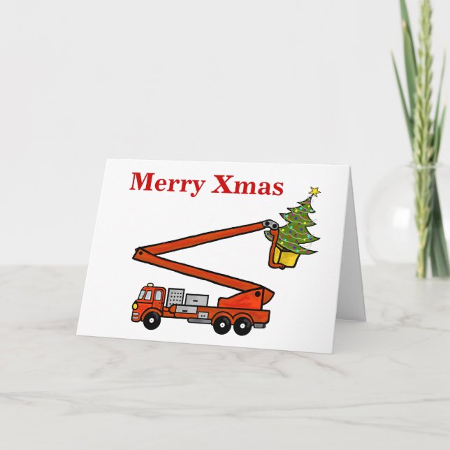 Firetruck Christmas Card   Customise It! (Front)
